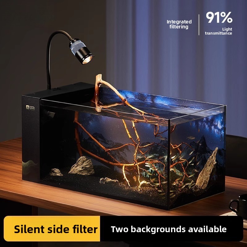 All Fish In Aquarium - Super Clear Glass Desktop Aquarium with