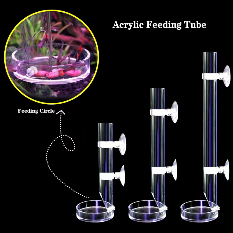 Aquarium Fish Feeder - 1Pcs Acrylic Aquarium Feeder Tube Dish