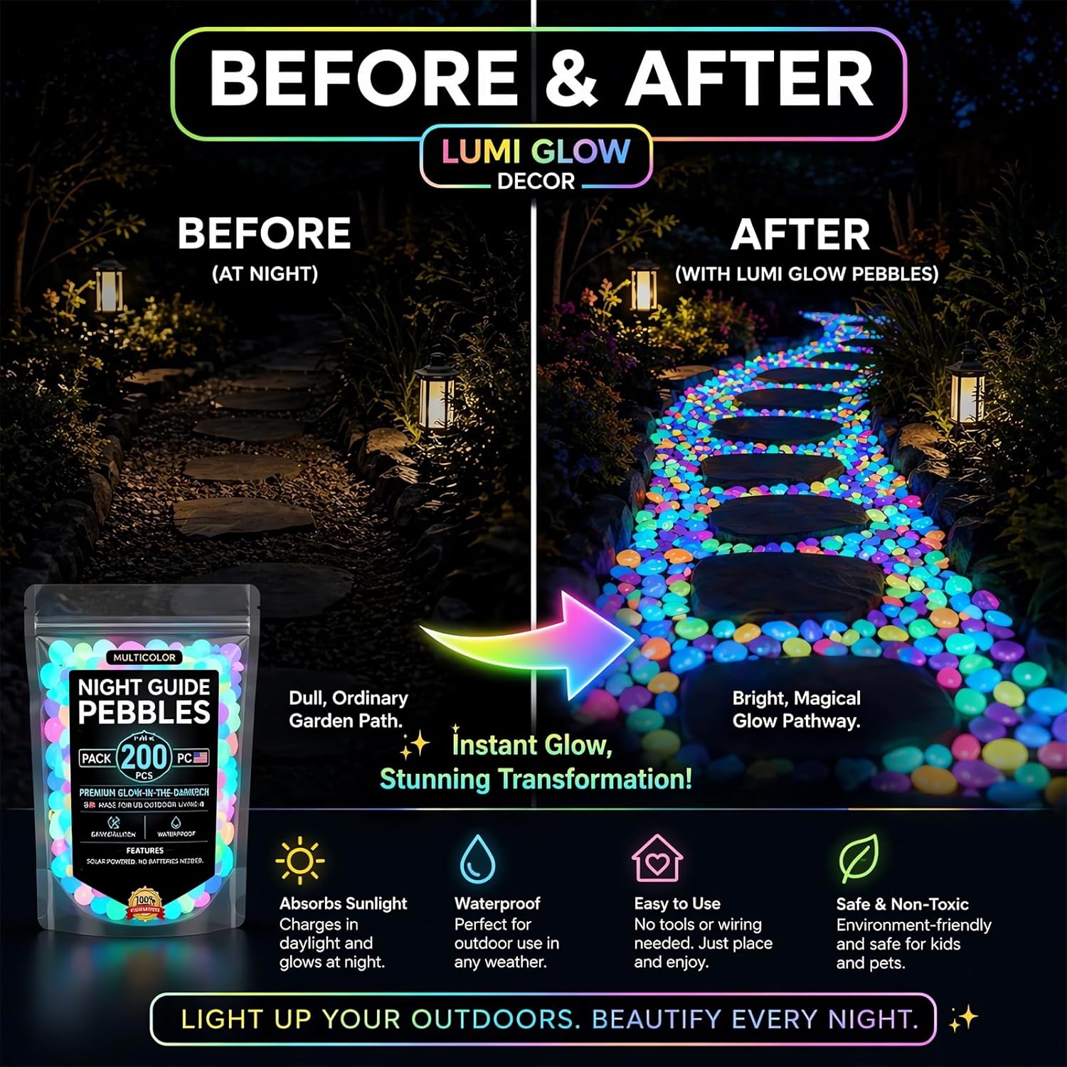2026 Colored Night Glow Pebble - Aquarium Fish Rainbow recension och pris